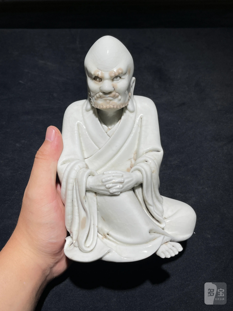 明末清初 德化白釉达摩瓷塑 - 图2